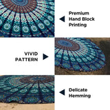 1 x RAW Customer Returns raajsee India Beach Towel Round Mandala Hippie Large Indian Round Cotton Boho Round Yoga Mat Cloth Meditation Tablecloth Hanger Blanket Picnic Handmade Rug 70 inch Blue Mandala  - RRP €17.78