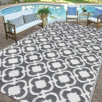 1 x RAW Customer Returns SHACOS Outdoor Carpet Plastic Weatherproof, UV-resistant 120x180cm Garden Carpet Outdoor Balcony Carpet Waterproof Outdoor Carpet Boho Flat Weave Carpet for Outdoor, Terrace, Living Room - Gray - RRP €27.91