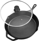 1 x RAW Customer Returns KICHLY cast iron pan with lid - iron pan 26 cm - pre-seasoned pan cast iron induction - cast iron pan - frying pan - steak pan - cast iron pan - RRP €22.31