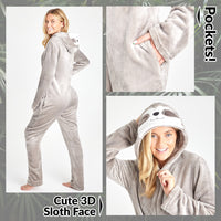 1 x RAW Customer Returns CityComfort Jumpsuit Women s Cuddly Fleece One-Piece Pajamas Onesie Women s S-XL Sloth Beige, XL  - RRP €30.43