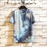 1 x Brand New GURUNVANI T-Shirt Men Tie Dyed Tees Streetwear Hip Hop Top, T3133Blue, Small - RRP €27.6