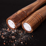 1 x RAW Customer Returns DeroTeno salt and pepper mill set, spice mills set of 2, salt and pepper mill made of acacia wood with ceramic grinder, H 30 cm - RRP €47.99