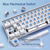 1 x RAW Customer Returns KEMOVE 60 Mechanical Keyboard, K61SE Wired Gaming Keyboard with Blue Switches, Anti-Ghosting PBT Keycaps LED Backlit Ultra-Compact 61 Keys Mini Keyboard, QWERTY US Layout White  - RRP €29.99