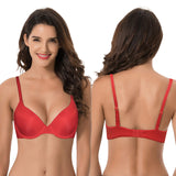 1 x RAW Customer Returns Curve Muse Women s Plus Size Full Coverage Padded Underwire Bra-2 Pack-Nude, Red-36C - RRP €45.99