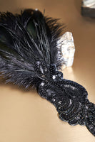 1 x RAW Customer Returns BABEYOND 1920s Headband Women s Gatsby Costume Accessories 21s Flapper Feather Hairband Black - RRP €15.12