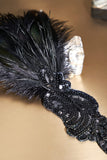 1 x RAW Customer Returns BABEYOND 1920s Headband Women s Gatsby Costume Accessories 21s Flapper Feather Hairband Black - RRP €15.12