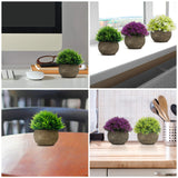 1 x RAW Customer Returns BELLE VOUS Mini Green, Purple White Artificial Plants Set 4 Pack - Small Artificial Plants in Pots for Indoor Outdoor Use - Artificial Flower Decoration for Home, Office, Bathroom, Kitchen, Desk and Shelf - RRP €28.64