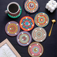 1 x RAW Customer Returns OneNine Diamond Painting Coasters with Holder, 8 Piece Diamond Painting Adults with Holder, DIY 5D Diamond Painting Set, Diamond Painting Mandala, Coaster Diamond Painting for Cup - RRP €6.49