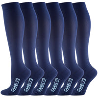 1 x RAW Customer Returns CAMBIVO - 6 Pairs of Compression Socks for Women and Men, Sports Compression Socks, Compression Stockings for Sports, Running, Basketball, Football, Work, Travel Blue, L-XL  - RRP €40.33