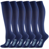 1 x RAW Customer Returns CAMBIVO - 6 Pairs of Compression Socks for Women and Men, Sports Compression Socks, Compression Stockings for Sports, Running, Basketball, Football, Work, Travel Blue, L-XL  - RRP €40.33