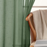 1 x RAW Customer Returns MIULEE Set of 2 Voile Curtain Sheer Linen Curtain with Eyelets Transparent Linen Look Curtain Eyelet Curtain Living Room Window Curtain Translucent Decorative Curtain Bedroom 140 x 225 cm W x H Dark Green - RRP €31.49