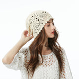 1 x RAW Customer Returns ZLYC Women s Summer Knitted Hats Handmade Crochet Hat Slouch Beanie Hat Solid Beige , Size One Size - RRP €19.99