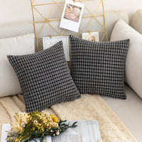 1 x RAW Customer Returns MIULEE Set of 2 cushion covers, corduroy velvet, decorative cushion, sofa cushion, decorative couch cushion, cushion cover, soft for living room, bedroom, 14 x 14 inches, 35 x 35 cm, dark grey - RRP €15.99