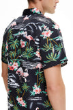 1 x Brand New SSLR Hawaii Shirt Men, Flamingo Hawaii Shirt, Hawaiian Shirt Men Short Sleeve Floral Printed Regular Fit Small, Black  - RRP €22.8