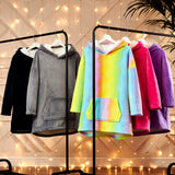 1 x RAW Customer Returns CityComfort Girls Hooded Sweatshirt - Soft Oversized Fleece Girls Sweater Rainbow  - RRP €24.41