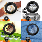 1 x RAW Customer Returns Pancellent Watch Repair Magnifying Glass, Head Mounted Magnifier, 4 Removable Lenses, 2 LED Lights, Hands Free Reading Magnifier for Reading, Jewelry Loupe, Electronic Repair 10X, 15X, 20X, 25X  - RRP €23.92