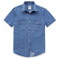 1 x RAW Customer Returns Dubinik Denim Shirt Men Short Sleeve Denim Shirt Men Casual Shirt Non-Iron Regular Fit Vintage Western Shirt Men Short Sleeve - RRP €38.99