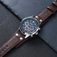 1 x RAW Customer Returns BUREI Watches Men Analog Quartz Chronograph Men s Watch Waterproof Date Wristwatch Men with Leather Strap Classic Gifts for Men - RRP €50.41