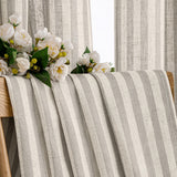 1 x RAW Customer Returns MIULEE striped curtains, high-quality linen look curtains with blue stripes for the living room, set of 2 opaque curtains with back loops and rod pocket, each 245 cm high, bedroom curtain - RRP €40.84