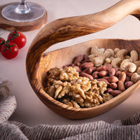 1 x RAW Customer Returns Darido Handmade Rustic Wooden Bowl Made of Olive Wood 18x11 cm - Wooden Fruit Bowl for the Entrance Area with Easy Handle - Fruit Basket - Storage Basket - Decorative Basket - Bathroom Accessories - RRP €32.26