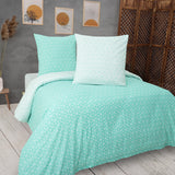 1 x RAW Customer Returns Vency bed linen 140x200 2-piece turquoise - Oeko-TEX 80 cotton 20 polyester, 1x duvet cover zip 1x pillowcase 65x65 envelope closure, puzzle model - RRP €34.9