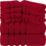 1 x RAW Customer Returns Utopia Towels - 8-pack towel set with hanging loop made of 97 cotton, absorbent and quick-drying 2 bath towels, 2 hand towels, 4 washcloths red  - RRP €28.99