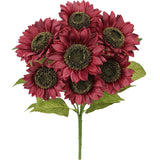 1 x Brand New Artificial Flowers Sunflowers, Sunflower Bouquet with Seven Flower Heads, Height 43CM, Artificial Plants Decoration for Home Hotel Office Wedding Garden Decor, Flower Arrangement, Table Decoration, Dark Red - RRP €9.6