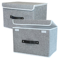 1 x RAW Customer Returns WIKMAJA set of 2 storage boxes with lids - 38x25x25cm - washable - with 2 velcro fasteners, bring order to your living space with the storage boxes white border  - RRP €25.18