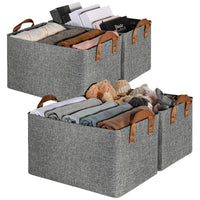 1 x RAW Customer Returns GRANNY SAYS Gray Closet Bins with Metal Handles and Frame, Linen Closet Organizer and Storage Baskets, Large Canvas Closet Organizer, Pack of 4 - RRP €21.6