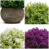 1 x RAW Customer Returns BELLE VOUS Mini Green, Purple White Artificial Plants Set 4 Pack - Small Artificial Plants in Pots for Indoor Outdoor Use - Artificial Flower Decoration for Home, Office, Bathroom, Kitchen, Desk and Shelf - RRP €28.64