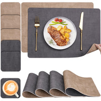 1 x RAW Customer Returns Myir JUN washable placemats and coasters, leather coasters and placemats set of 6, double-sided placemat artificial leather anti-fouling non-slip, wipeable placemats for restaurant dining table  - RRP €27.43