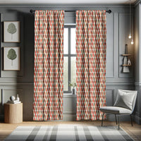 1 x RAW Customer Returns ABAKUHAUS Retro Curtains, Drapes, 70s Retro Style, Window Treatments for Living Room Bedroom Decor, 2 Panels 75 cm w x 175 cm h, Red Gray - RRP €21.02