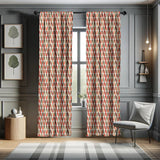 1 x RAW Customer Returns ABAKUHAUS Retro Curtains, Drapes, 70s Retro Style, Window Treatments for Living Room Bedroom Decor, 2 Panels 75 cm w x 175 cm h, Red Gray - RRP €21.02