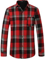 1 x Brand New SSLR Men s Brushed Shirt Checkered Long Sleeve Traditional Shirt Thermal Lumberjack Shirt Large, Red White  - RRP €31.69