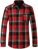 1 x Brand New SSLR Men s Brushed Shirt Checkered Long Sleeve Traditional Shirt Thermal Lumberjack Shirt Large, Red White  - RRP €31.69