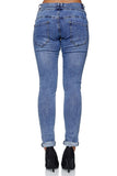 1 x RAW Customer Returns Elara Damen Jeans Boyfriend Baggy Knopfleiste Chunkyrayan C613MK Blau 40 L  - RRP €28.14