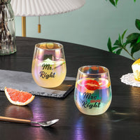 1 x RAW Customer Returns SHENDONG Mr Right Mrs Always Right wine glasses, pair of wine glasses, Mr. Mrs. Gifts for Couples, Engagement Wedding Bridal Shower, Christmas Gifts for Groom, Valentine s Day Gifts 2-Pack - RRP €16.37