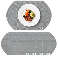 1 x RAW Customer Returns VILSTO Washable Placemats, Round Plate Coaster Placemat, Non-Slip Heat-Resistant Placemats, Dirt-Repellent and Washable, Table Decoration Dining Table, Pack of 4, Grey - RRP €27.99