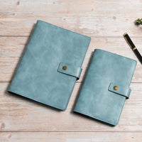 1 x RAW Customer Returns Wonderpool A6 Leather Notebook Refillable 6 Ring Binder Diary Portfolio Dotted Paper Inner Pockets Organizer for Men and Women Sky Blue, A6  - RRP €18.36