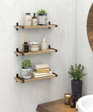 1 x RAW Customer Returns Gronda Wall Shelves Wooden Set of 3 Floating Shelves with Black Metal Hanging Shelf Kitchen Rustic Floating Shelves Vintage Industrial Design Wall Decor for Living Room Bedroom Bathroom 40cm - RRP €30.24