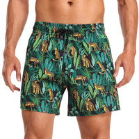 1 x Brand New Yaavii men s swimming trunks with compression swimming shorts 2 in 1 quick-drying print surfing beach trousers men with zip pockets green leopard XL - RRP €18.14