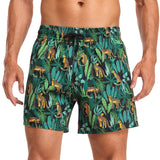 1 x Brand New Yaavii men s swimming trunks with compression swimming shorts 2 in 1 quick-drying print surfing beach trousers men with zip pockets green leopard XL - RRP €18.14