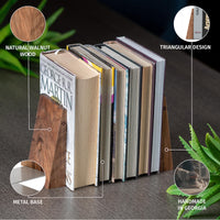 1 x RAW Customer Returns TILISMA - Handmade wooden bookends - Decorative bookends for shelves - Robust bookends for heavy books - Walnut - RRP €29.99