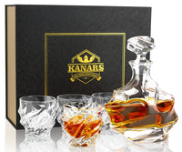 1 x Brand New KANARS Whiskey Carafe and Glasses Set, 750 ml Whiskey Decanter with 4x 260 ml Glasses, Lead-Free Crystal Glasses, 5-Piece, Luxurious Gift Transparent - RRP €65.99