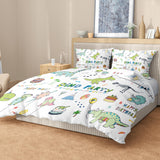 1 x Brand New Bedding Set for Children s Boys - Microfiber Dinosaurs Pattern Printed in 3 Pieces - with Duvet Cover and Earcase - 200 x 200 cm - RRP €36.98