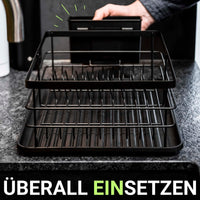 1 x RAW Customer Returns LINFELDT Dish Drainer Black 43x32cm - TOP DISH BASKET Dish Drainer Black - Dish Rack for Sink Dish Drying Rack Drip Tray Drainer Black - RRP €32.99