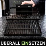 1 x RAW Customer Returns LINFELDT Dish Drainer Black 43x32cm - TOP DISH BASKET Dish Drainer Black - Dish Rack for Sink Dish Drying Rack Drip Tray Drainer Black - RRP €32.99