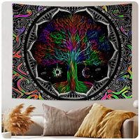 12 x Brand New Roninkier Tapestry Tree Blacklight Fluorescence Psychedelic Wall Hangings - Forest Tapestry Aesthetic Starry Sky Nature Wall Hanging for Bedroom Home Decoration 150x130cm 59x51inch  - RRP €299.88