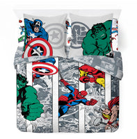 1 x RAW Customer Returns Marvel Comics Comic Cool 100 Cotton 4-piece children s bedding set 200x200 cm Double bed size - Duvet cover fitted sheet 140x200 cm 2 pillowcases 80x80 cm - RRP €30.24