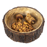 1 x RAW Customer Returns GoCraft Mango Wood Decorative Bowl with Tree Bark, Medium, 19.1 cm Diameter x 7 cm Height, Single Bowl - RRP €33.99